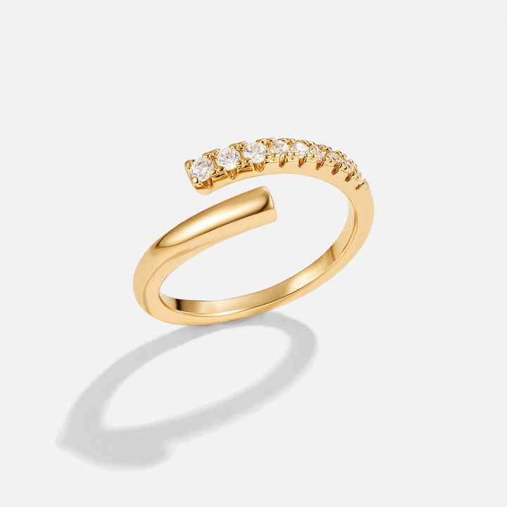 Anillo Arya dorado y cristal