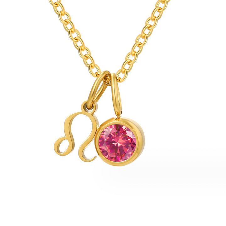Collar Astria del zodiaco con piedra rosa