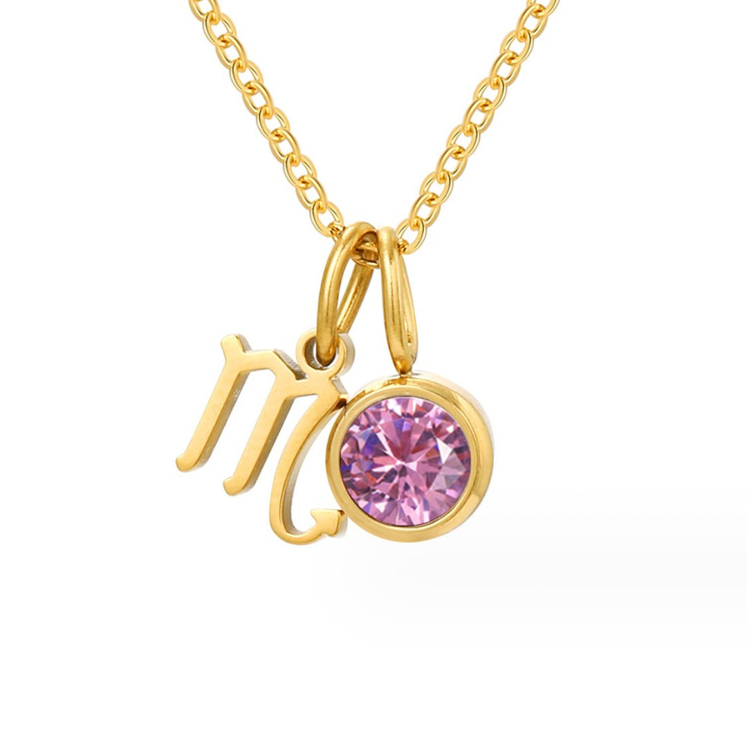 Collar Astria del zodiaco con piedra rosa