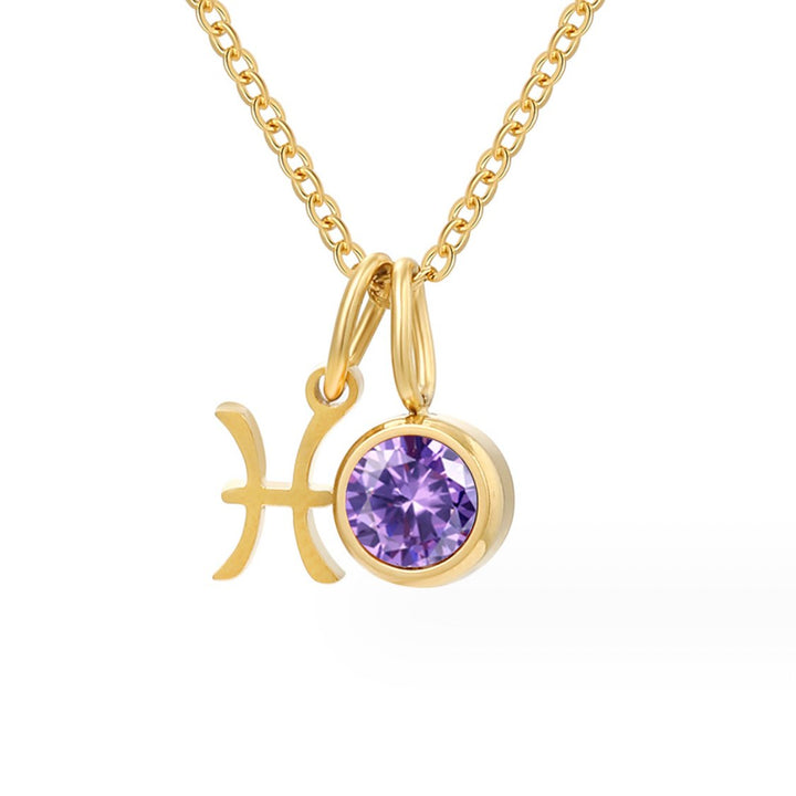Collar Astria del zodiaco con piedra rosa