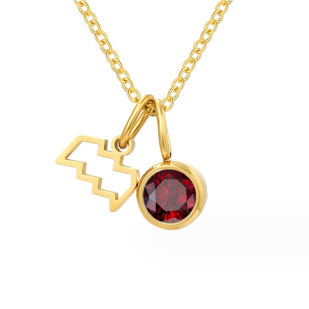 Collar Astria del zodiaco con piedra rosa