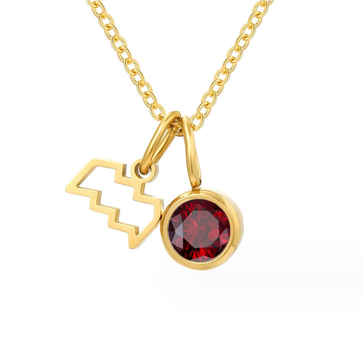 Collar Astria del zodiaco con piedra rosa