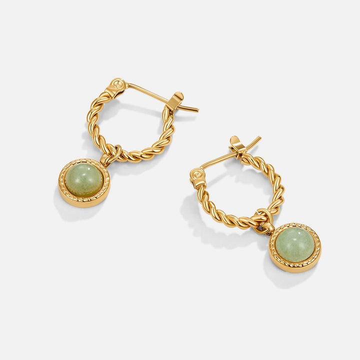 Pendientes de aro de aventurine con spirale