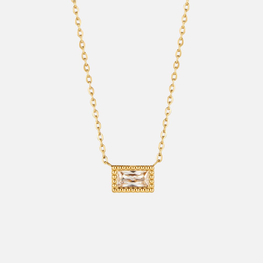Collar Baguette con piedra de nacimiento