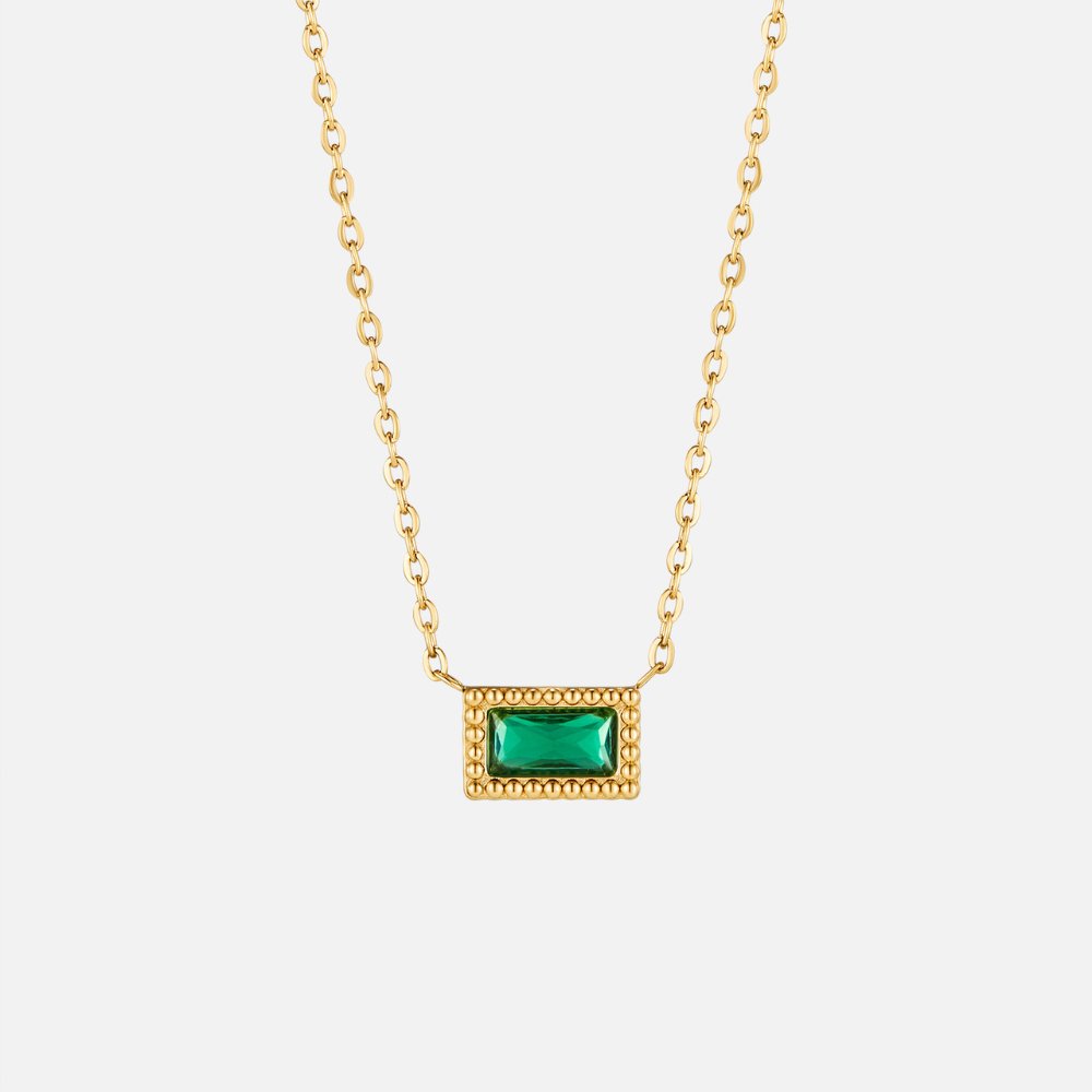 Collar Baguette con piedra de nacimiento