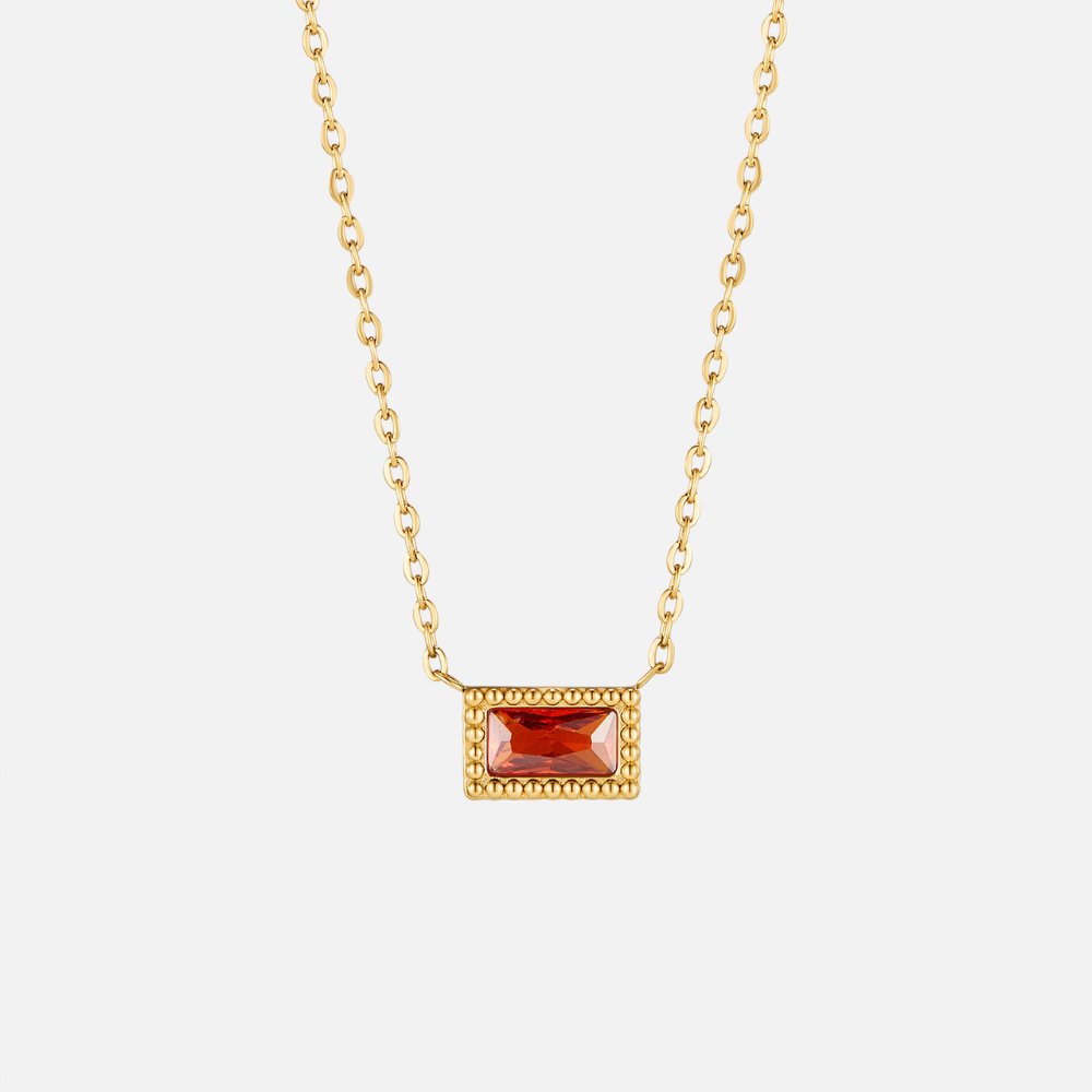 Collar Baguette con piedra de nacimiento