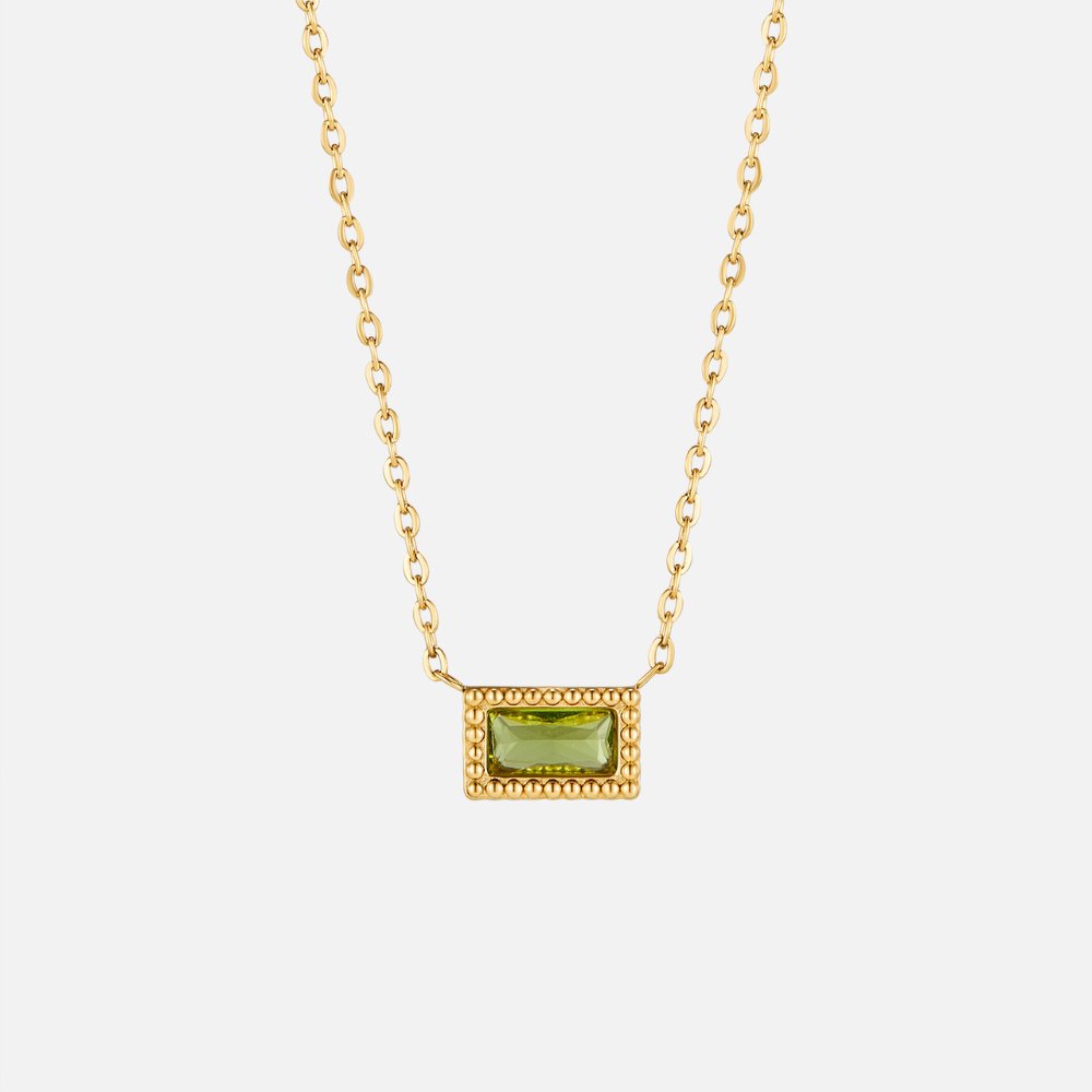 Collar Baguette con piedra de nacimiento