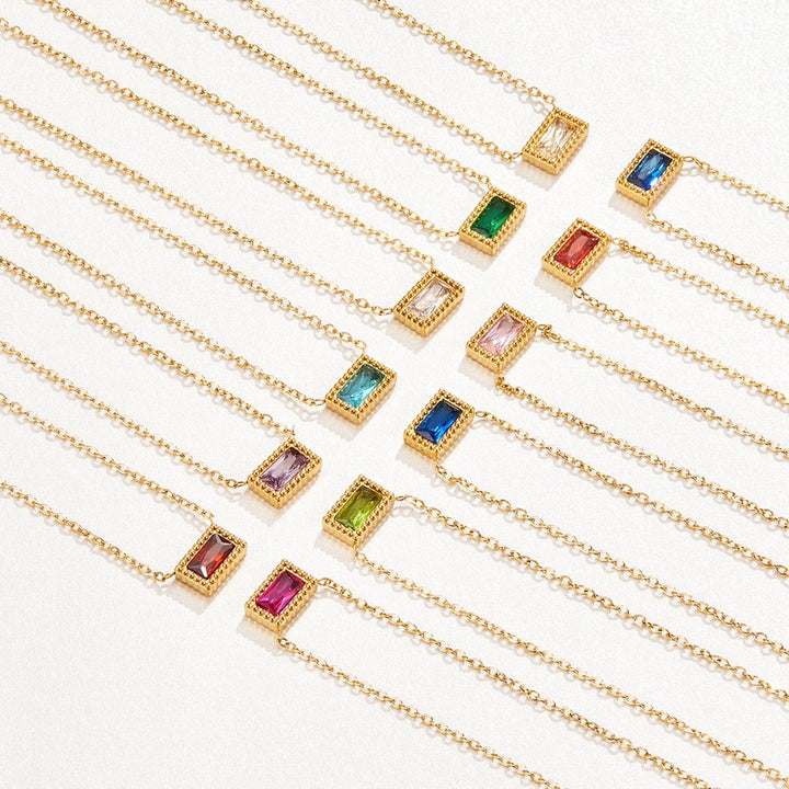 Collar Baguette con piedra de nacimiento