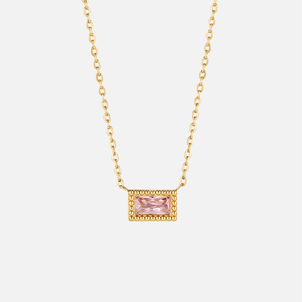 Collar Baguette con piedra de nacimiento