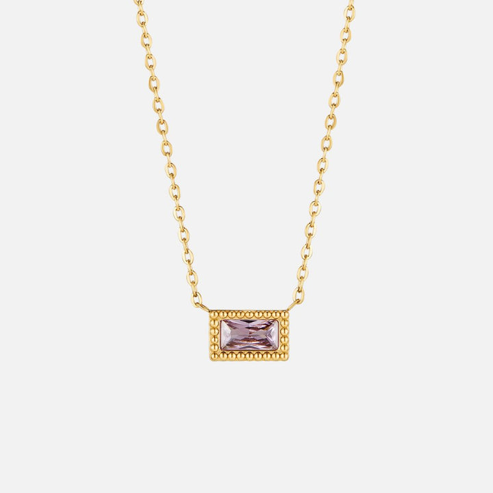 Collar Baguette con piedra de nacimiento