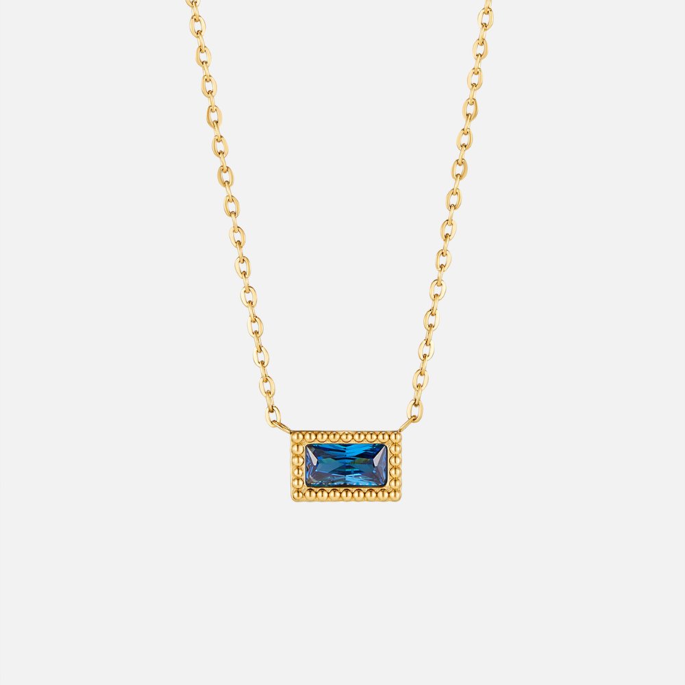 Collar Baguette con piedra de nacimiento