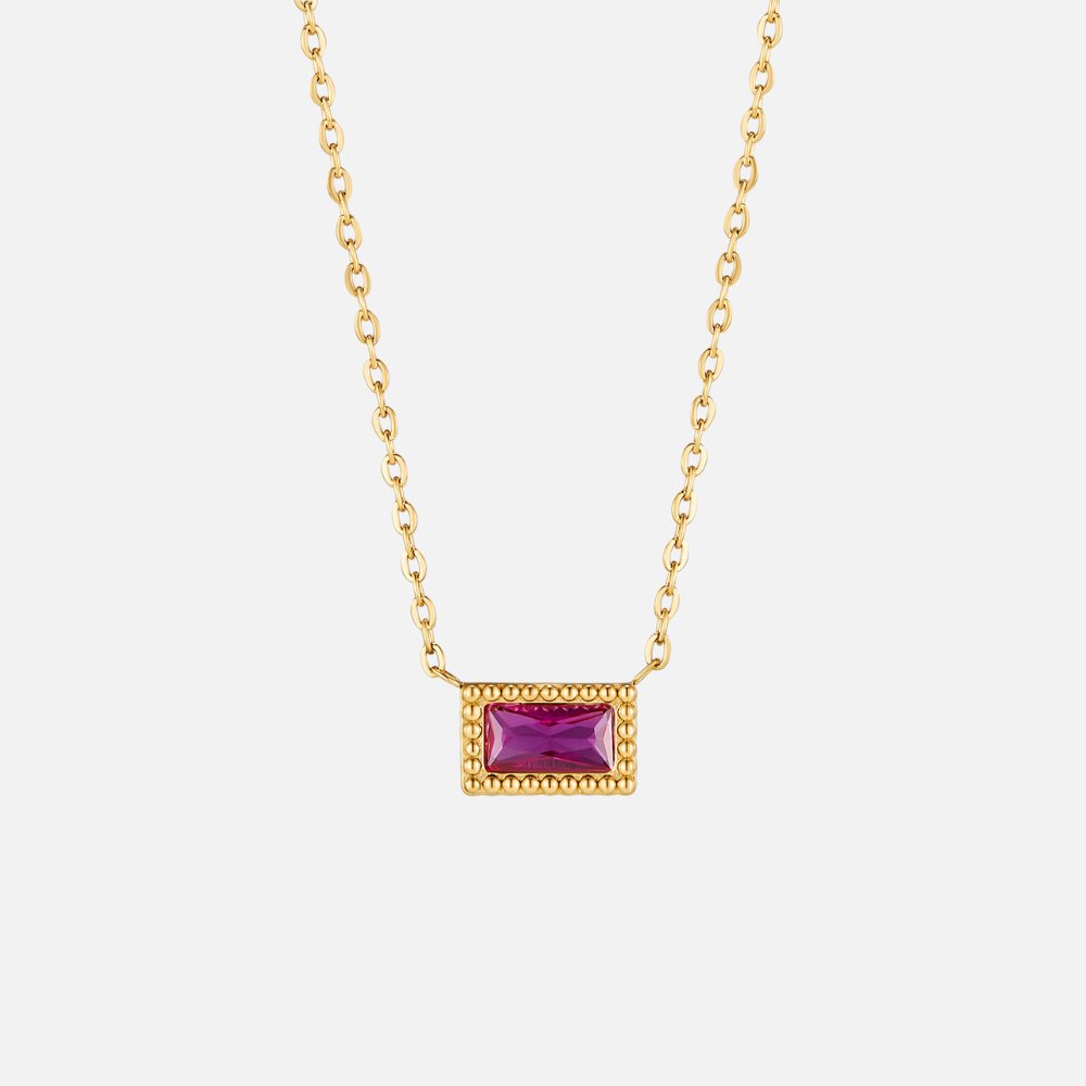 Collar Baguette con piedra de nacimiento