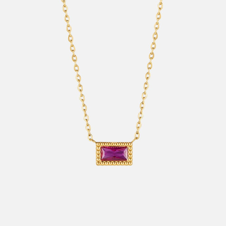 Collar Baguette con piedra de nacimiento