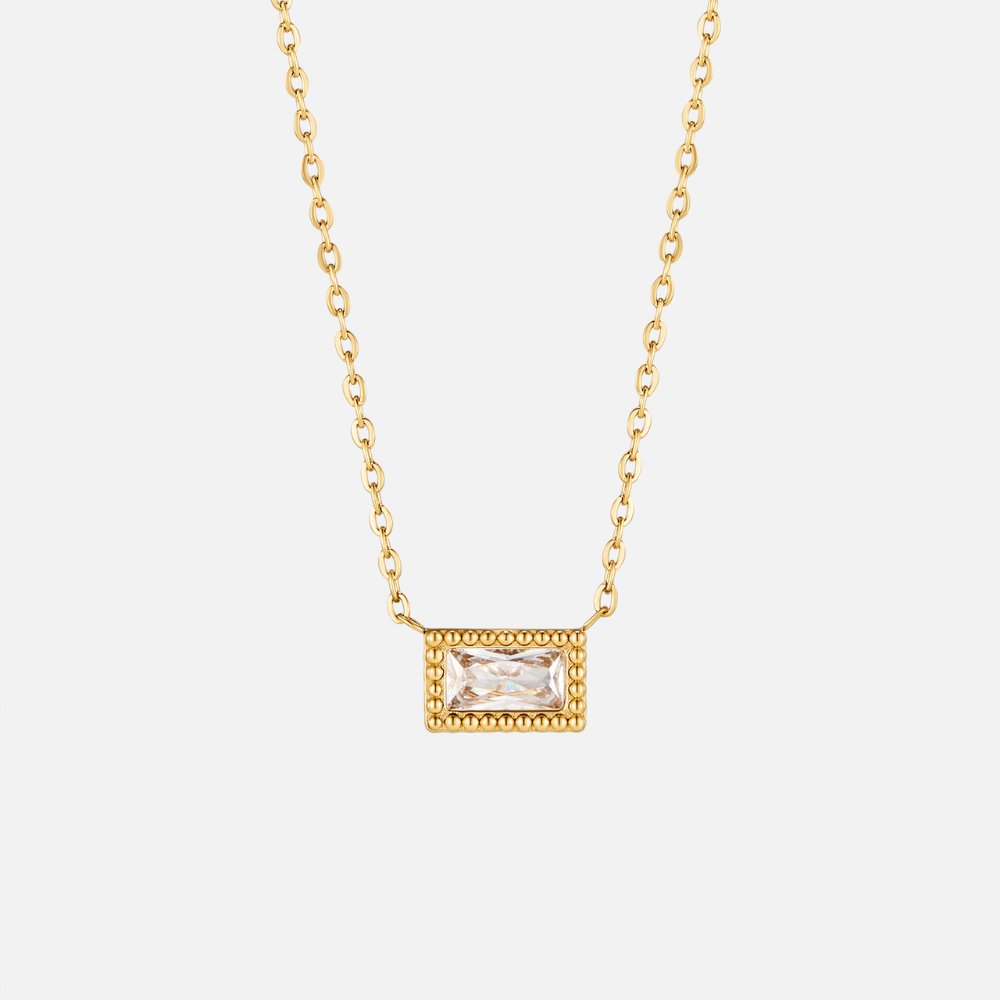 Collar Baguette con piedra de nacimiento