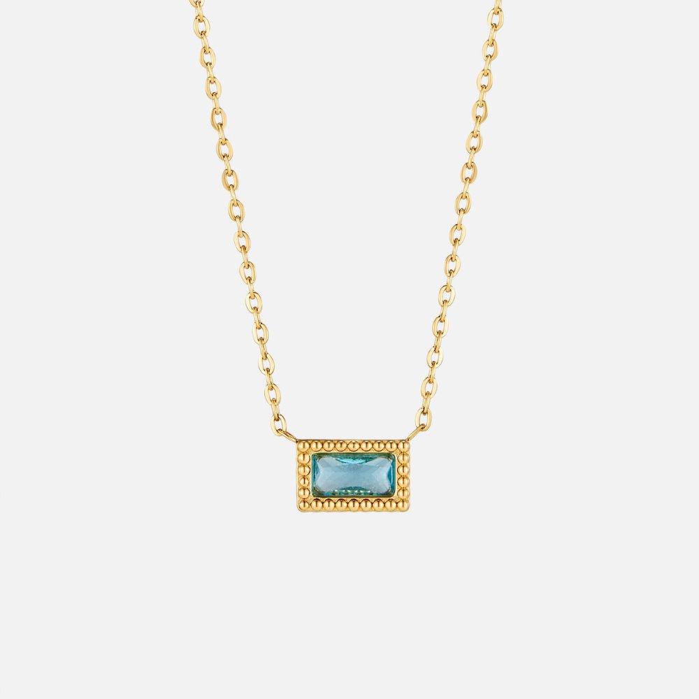 Collar Baguette con piedra de nacimiento