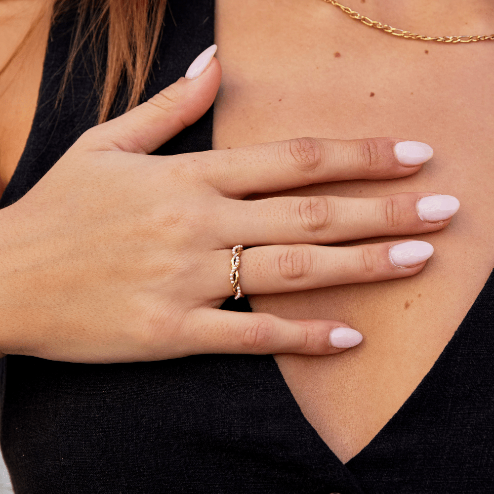 Anillo Bella trenzado perla