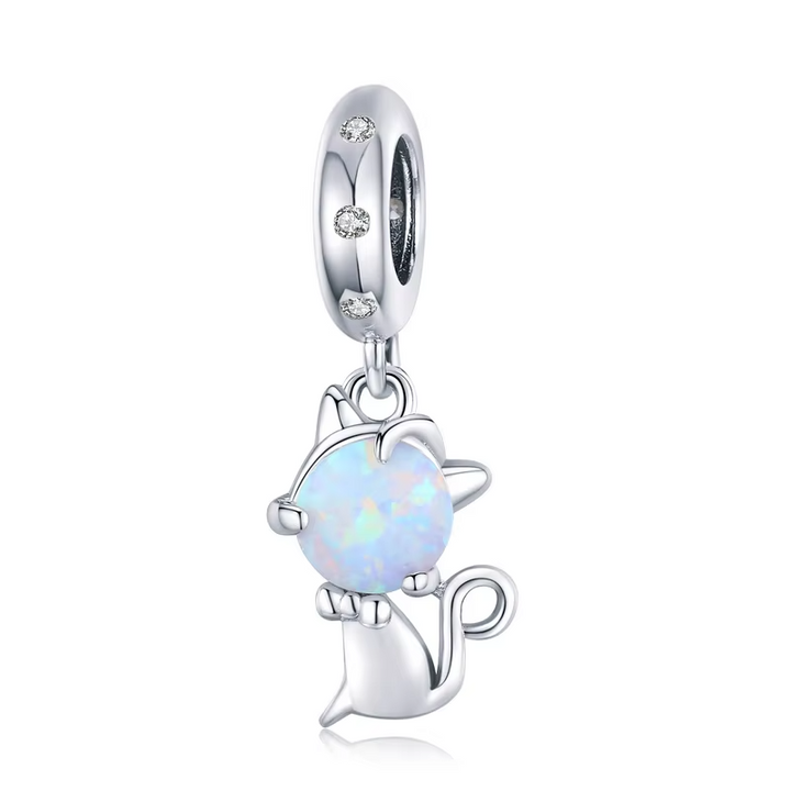 Colgante de gato con piedra del mes de nacimiento