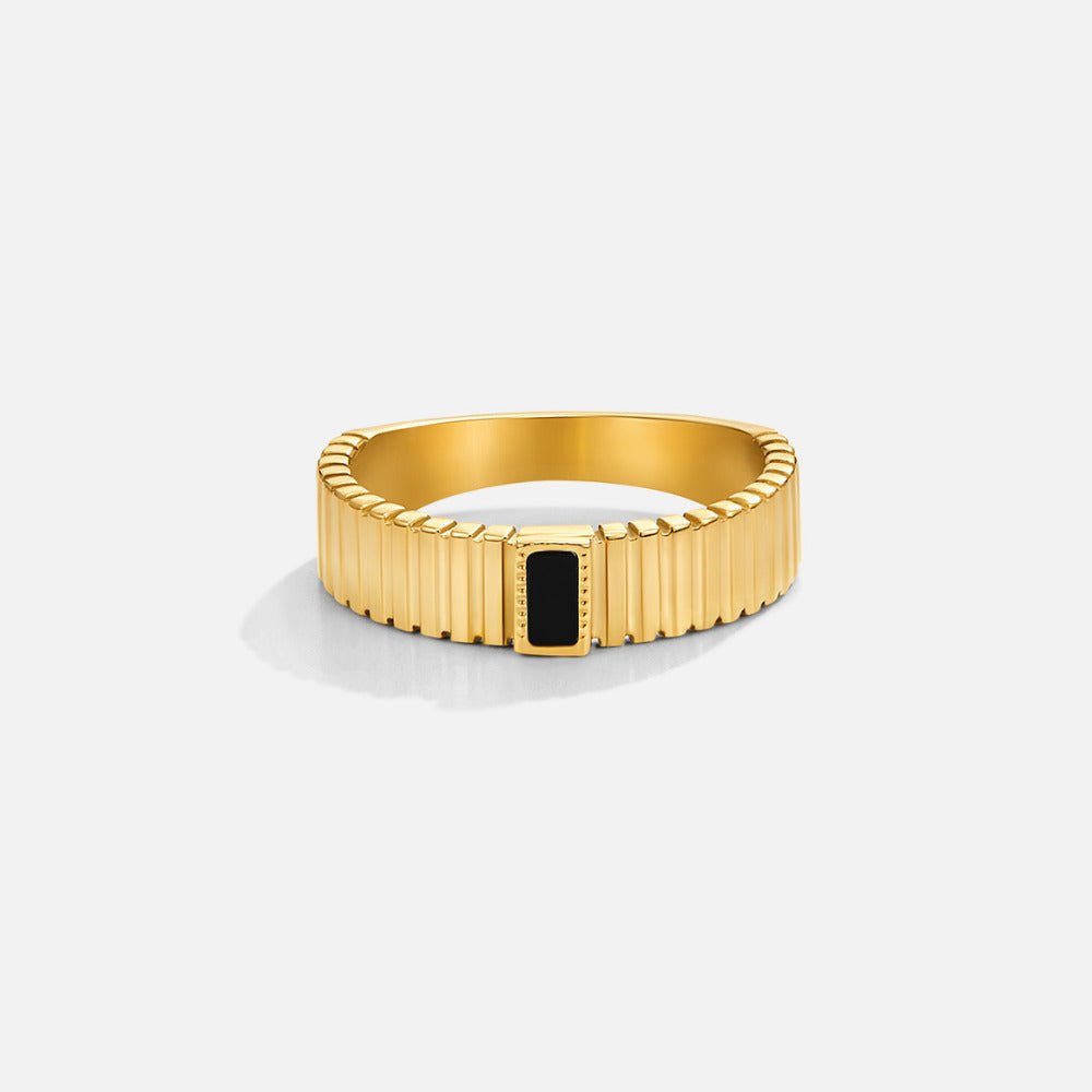 Anillo negro cristal liso