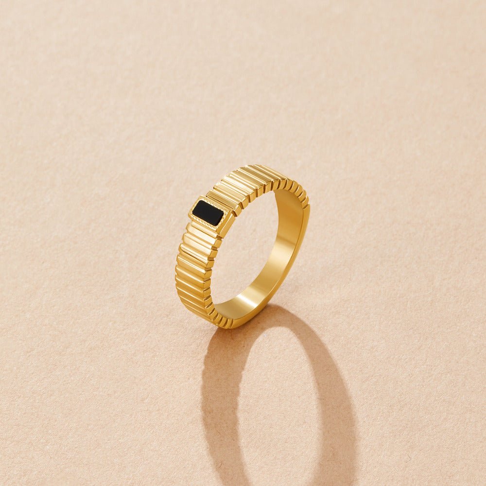 Anillo negro cristal liso