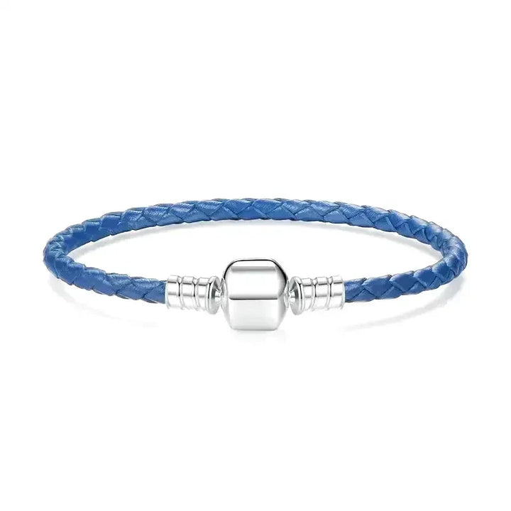Pulsera de Cuero Azul con Encantos