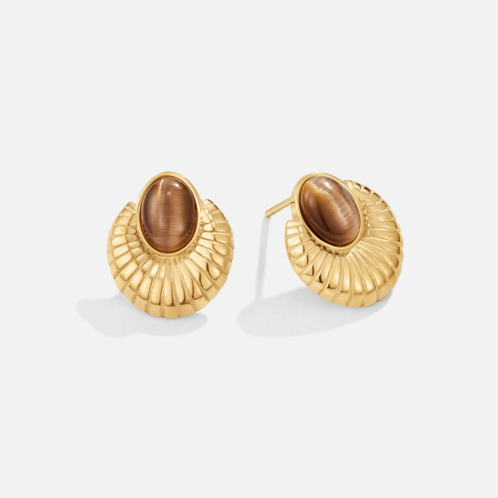Pendientes Bohemia dorados Ojo de tigre