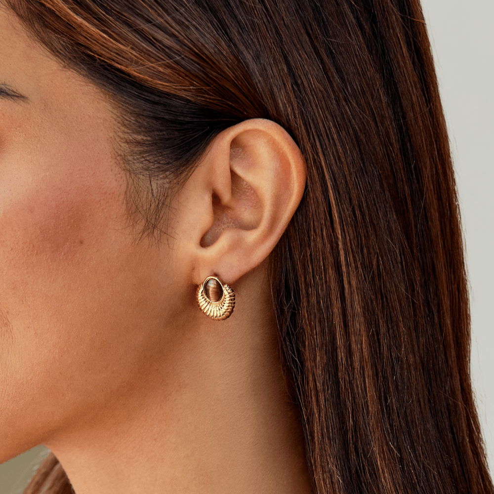 Pendientes Bohemia dorados Ojo de tigre