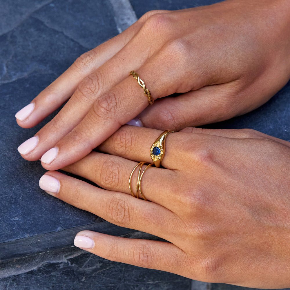 Anillo celestial azul étoilée
