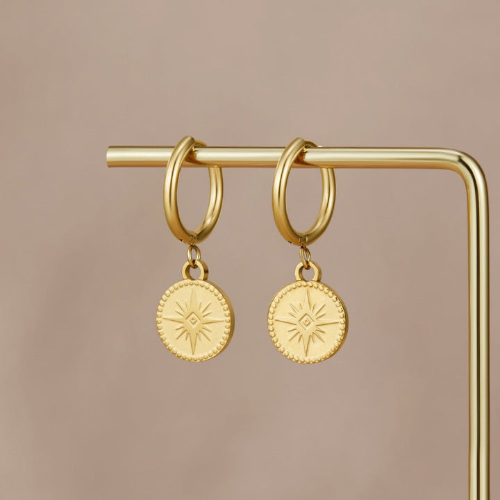 Pendientes médaillons celestiales dorados