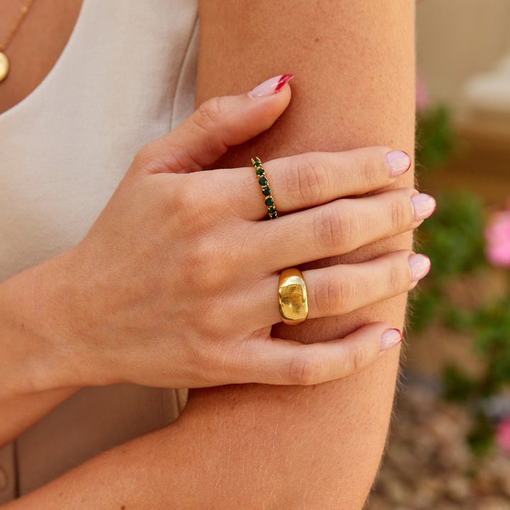 Anillo Celia ancho dorado
