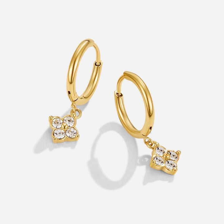 Pendientes de cristal trébol de cuatro hojas