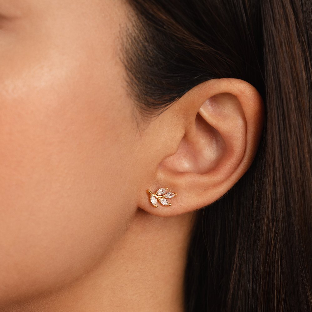 Pendientes de cristal con hojas