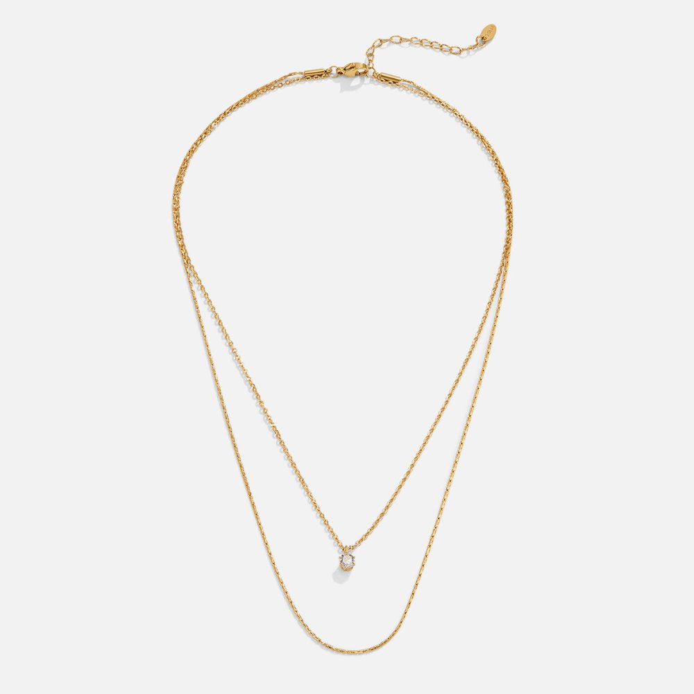 Collar dorado multicapa Dina de cristal