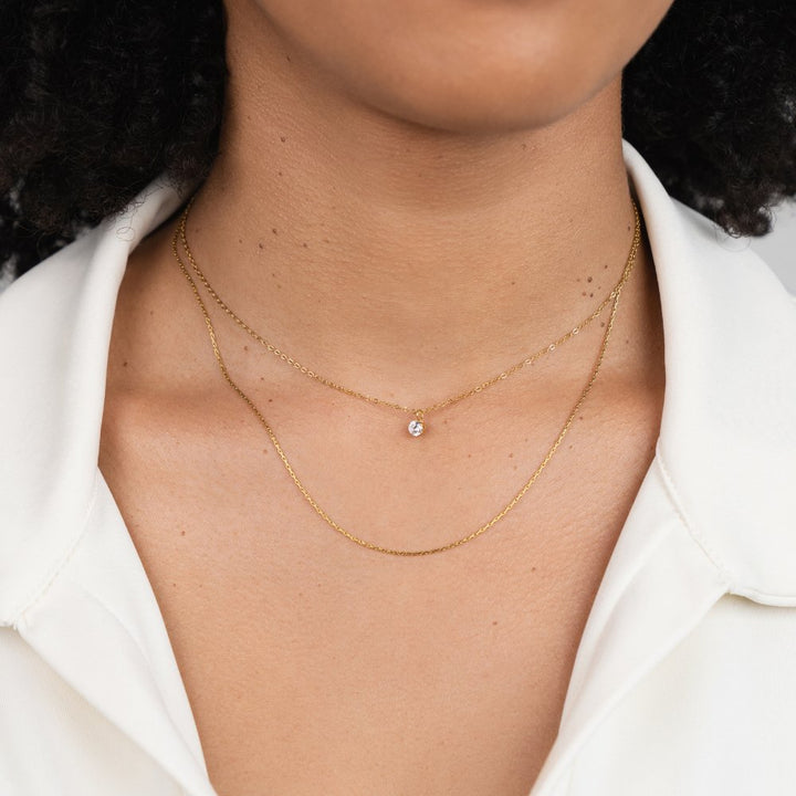 Collar dorado multicapa Dina de cristal