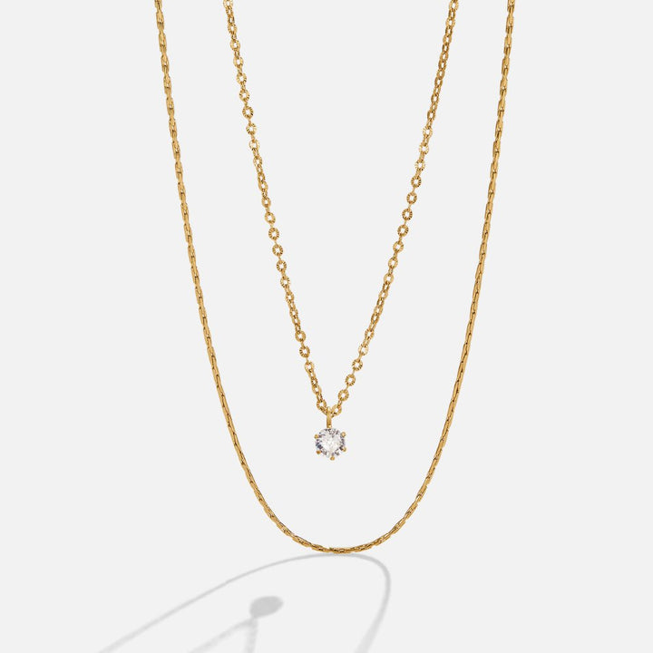 Collar dorado multicapa Dina de cristal