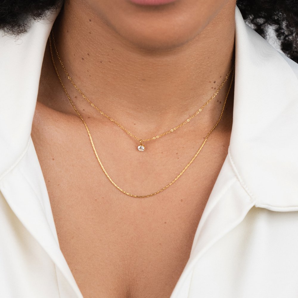 Collar dorado multicapa Dina de cristal