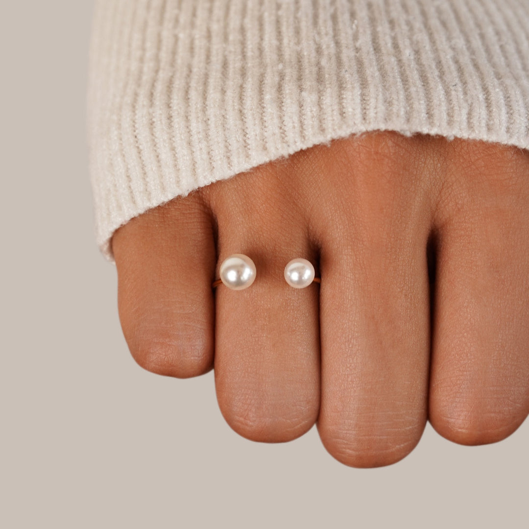 Anillo Durya doble perlas
