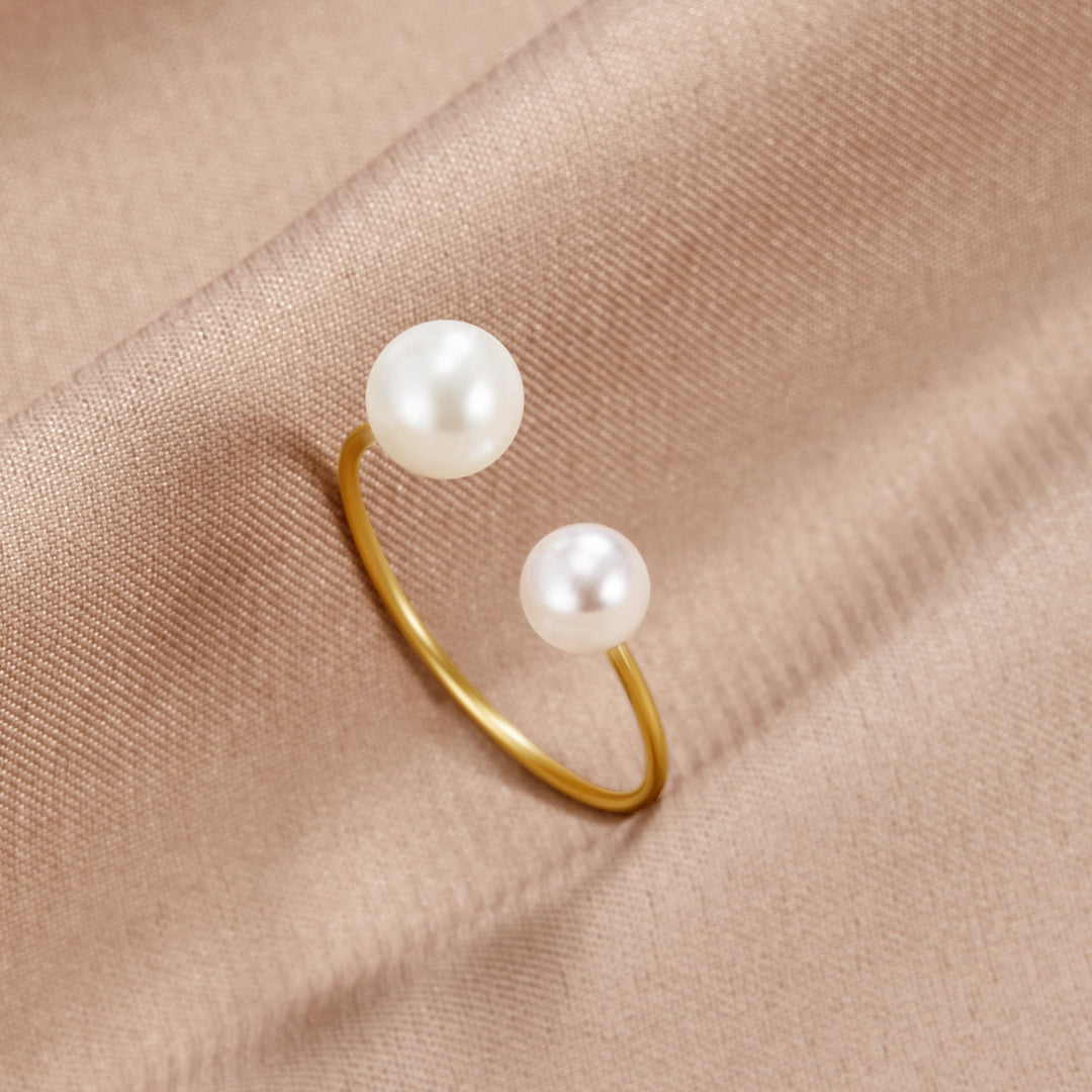 Anillo Durya doble perlas