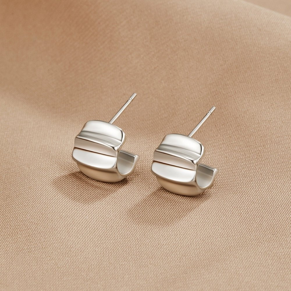 Pendientes de aro plateados Elsa Mini Wave