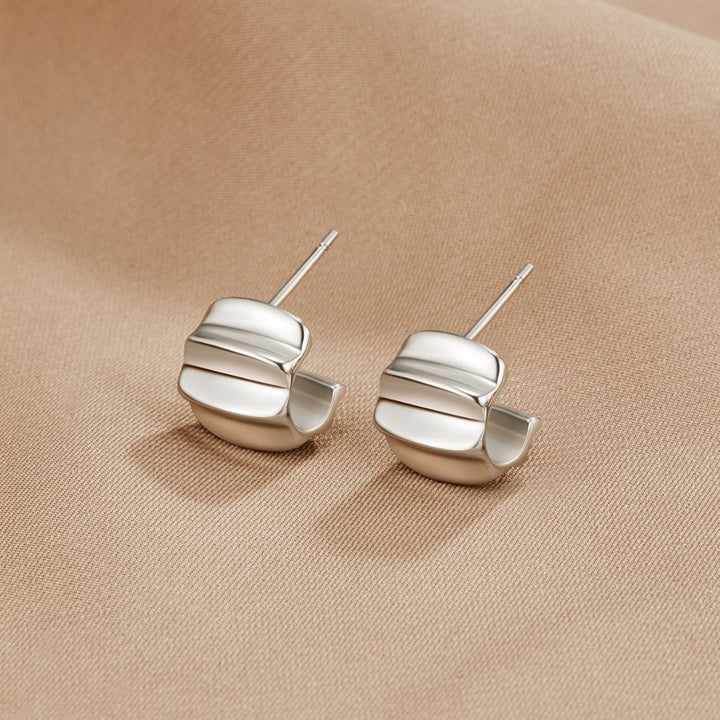 Pendientes de aro plateados Elsa Mini Wave