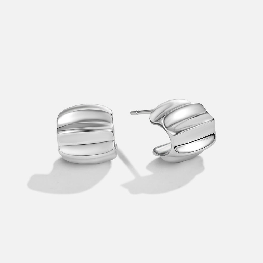 Pendientes de aro plateados Elsa Mini Wave