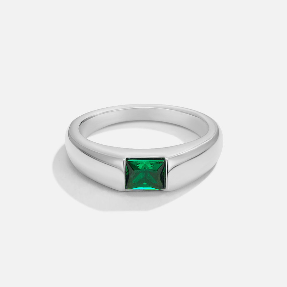 Anillo Ember plateado y esmeralda