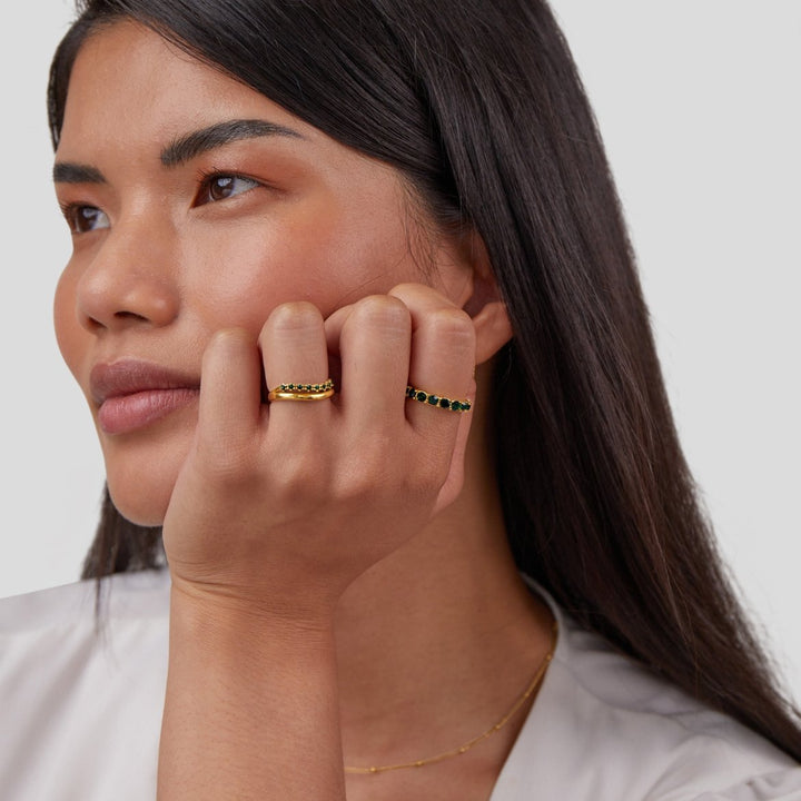 Anillo esmeralda élégance 18K cristal