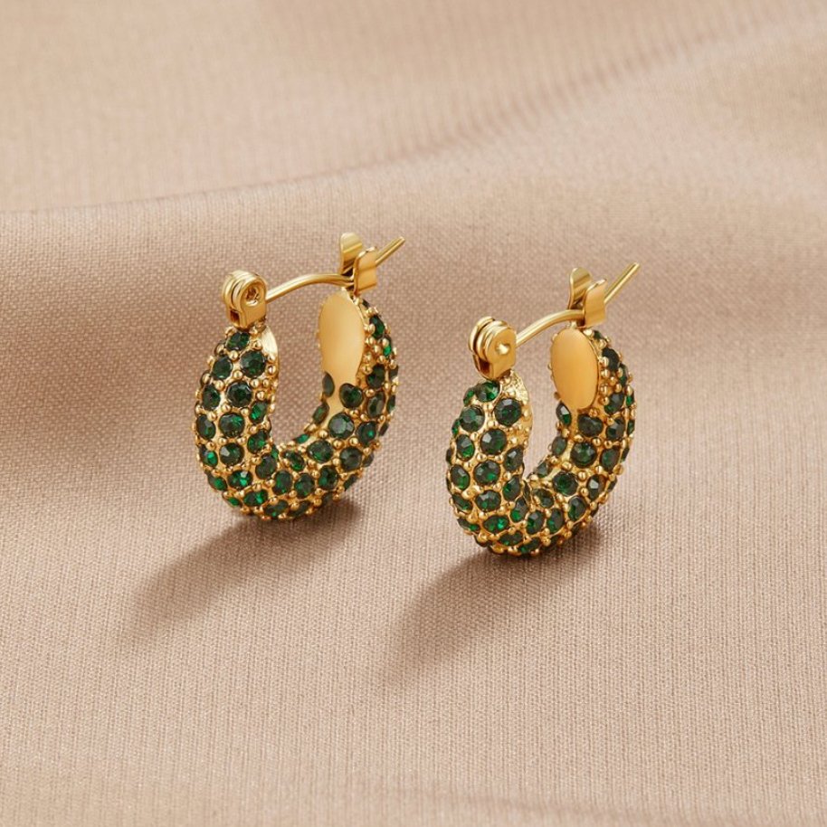 Pendientes de aro Beauté Émeraude