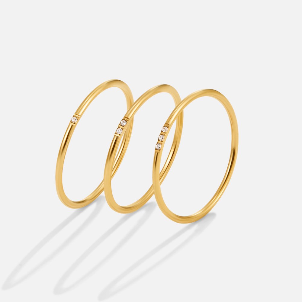 Anillo Eula dorado y cristal