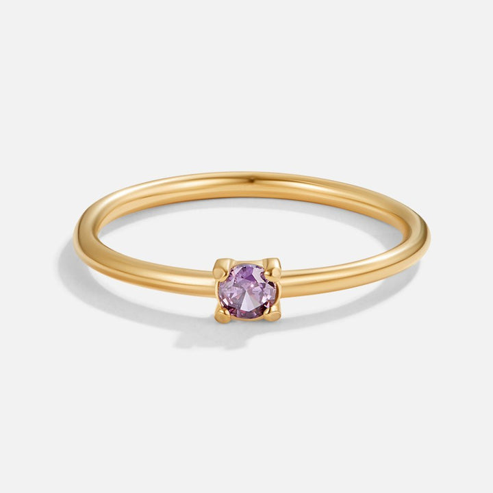 Anillo febrero piedra de nacimiento 18K dorado