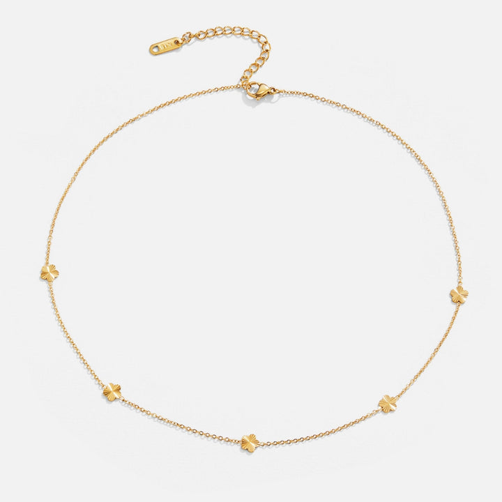 Collar Flower Power con cadena chapada en oro de 18K