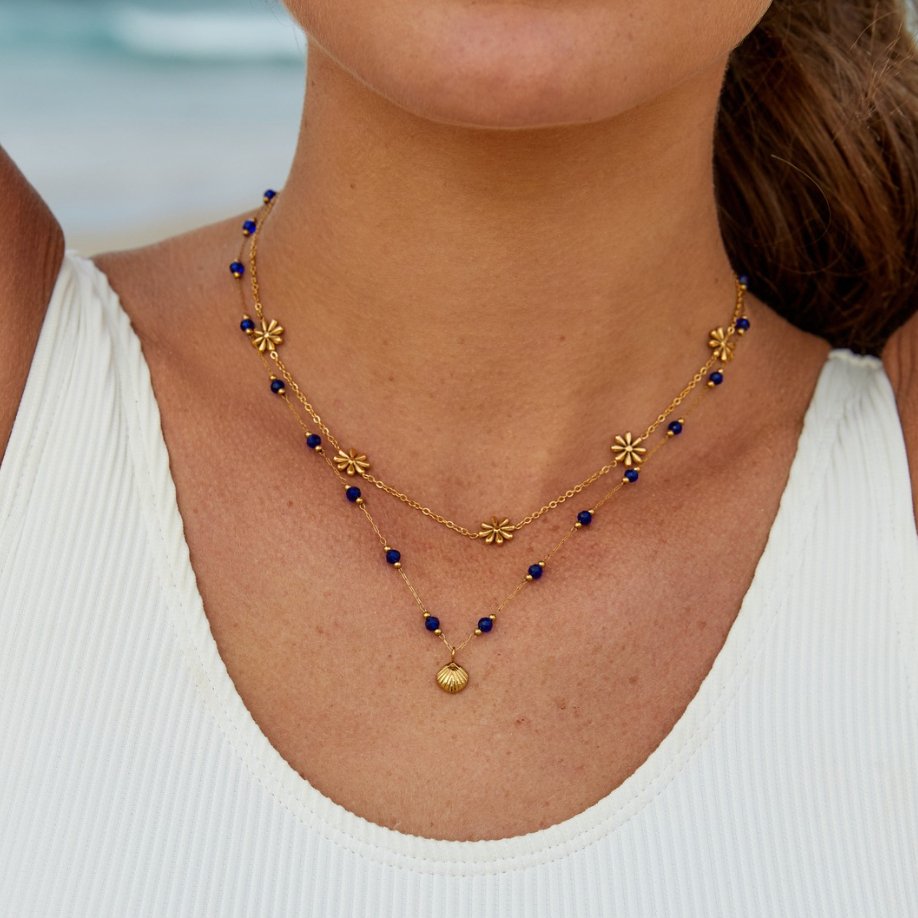 Collar Flower Power chapado en oro de 18K