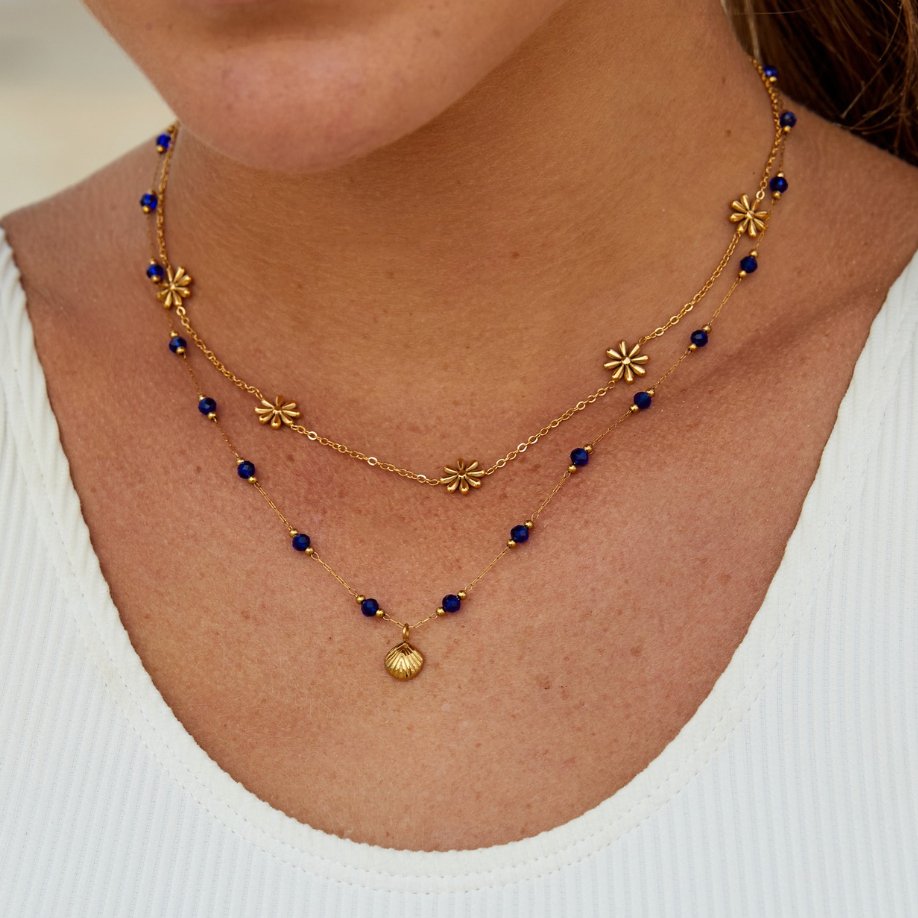 Collar Flower Power chapado en oro de 18K