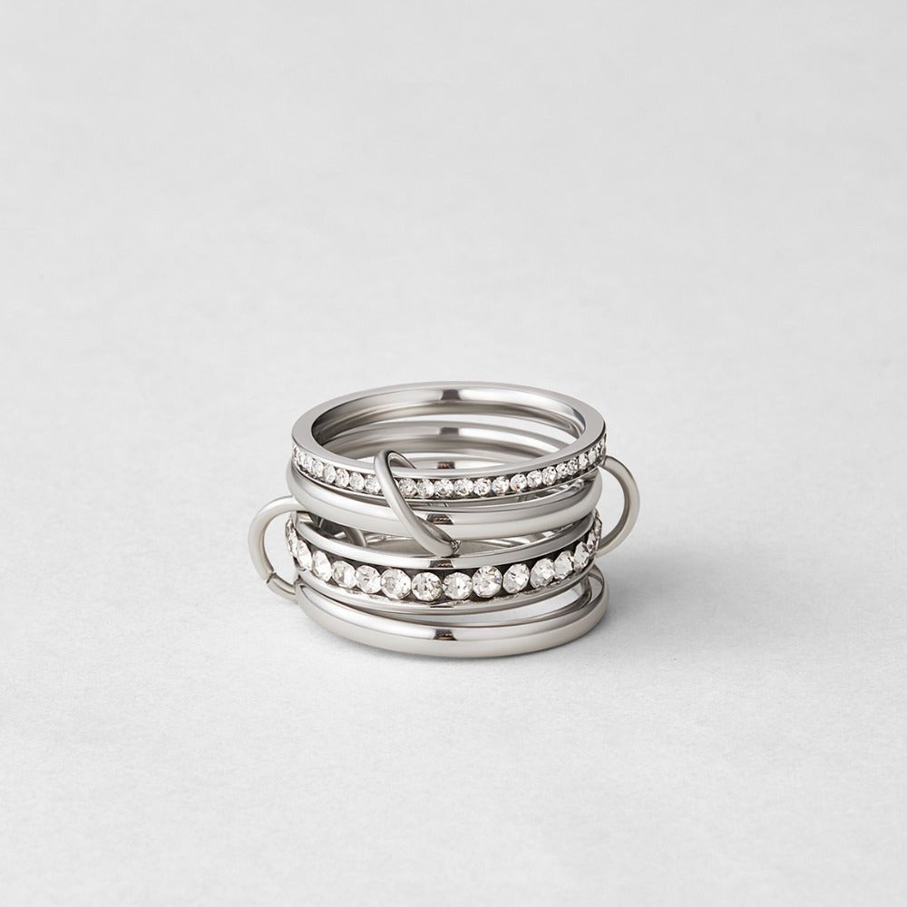 Anillo eternidad lien cristal y plateado