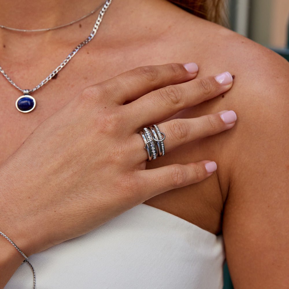 Anillo eternidad lien cristal y plateado
